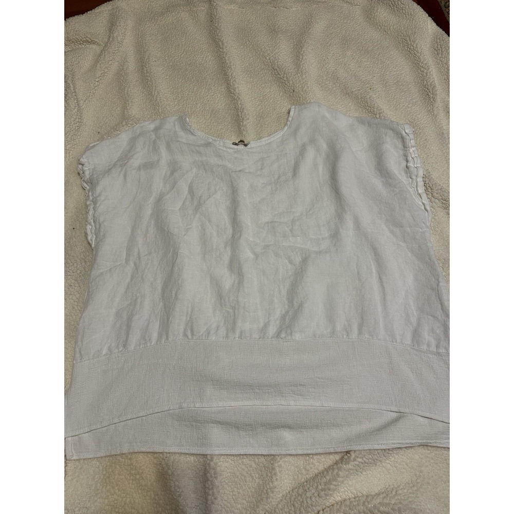 BELLAMI White Short Sleeve Linen Blend Blouse